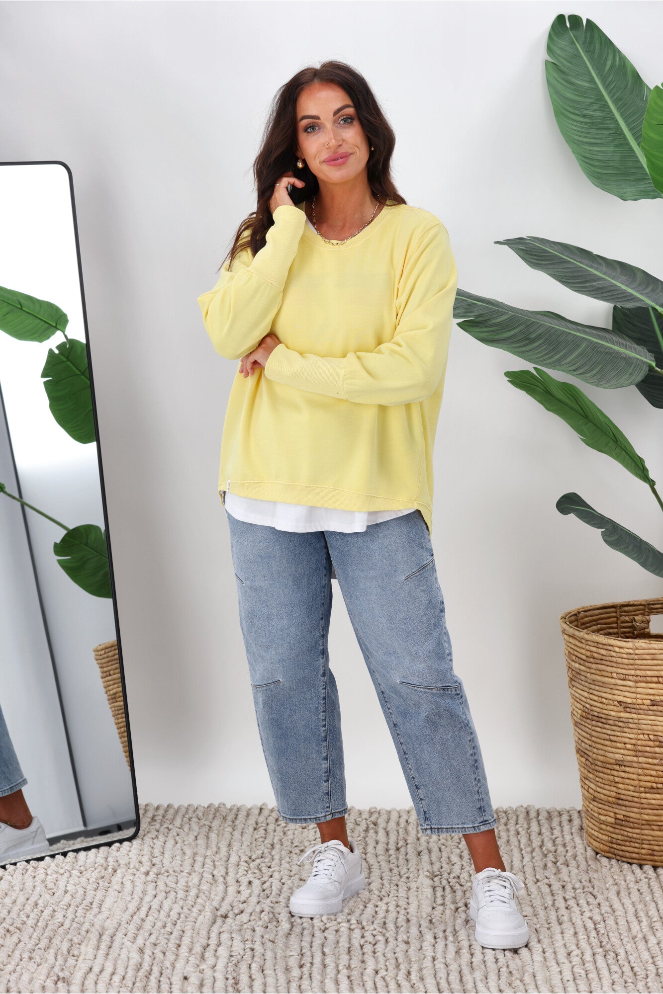 Elm Divine Crew Neck T-Shirt for Women - Soft Butter Yellow Cotton Tee - Casual Everyday Wear & Layering Essential