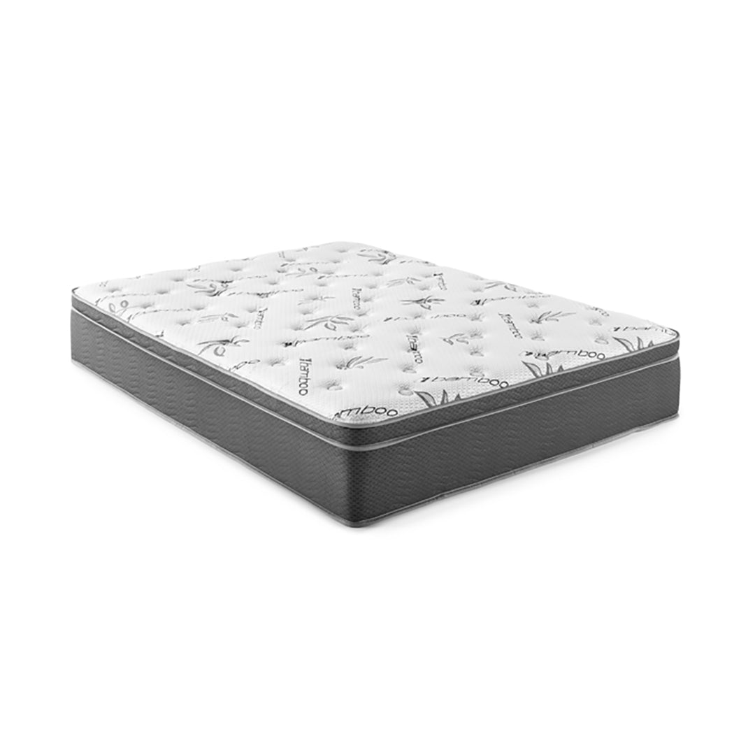 Premium Bamboo Euro Top Mattress - Queen Size, Plush & Supportive for Back Pain Relief - Perfect for Bedroom, Guest Room, and Dorm Use