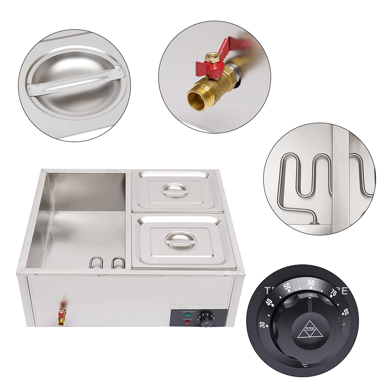 Gdrasuya10 850W Commercial Electric Food Warmer - 4 Pot Stainless Steel Buffet Server Heater for Catering, Restaurants & Events | Countertop Buffet Warmer for Hot Food Display, Banquets & Party Serving