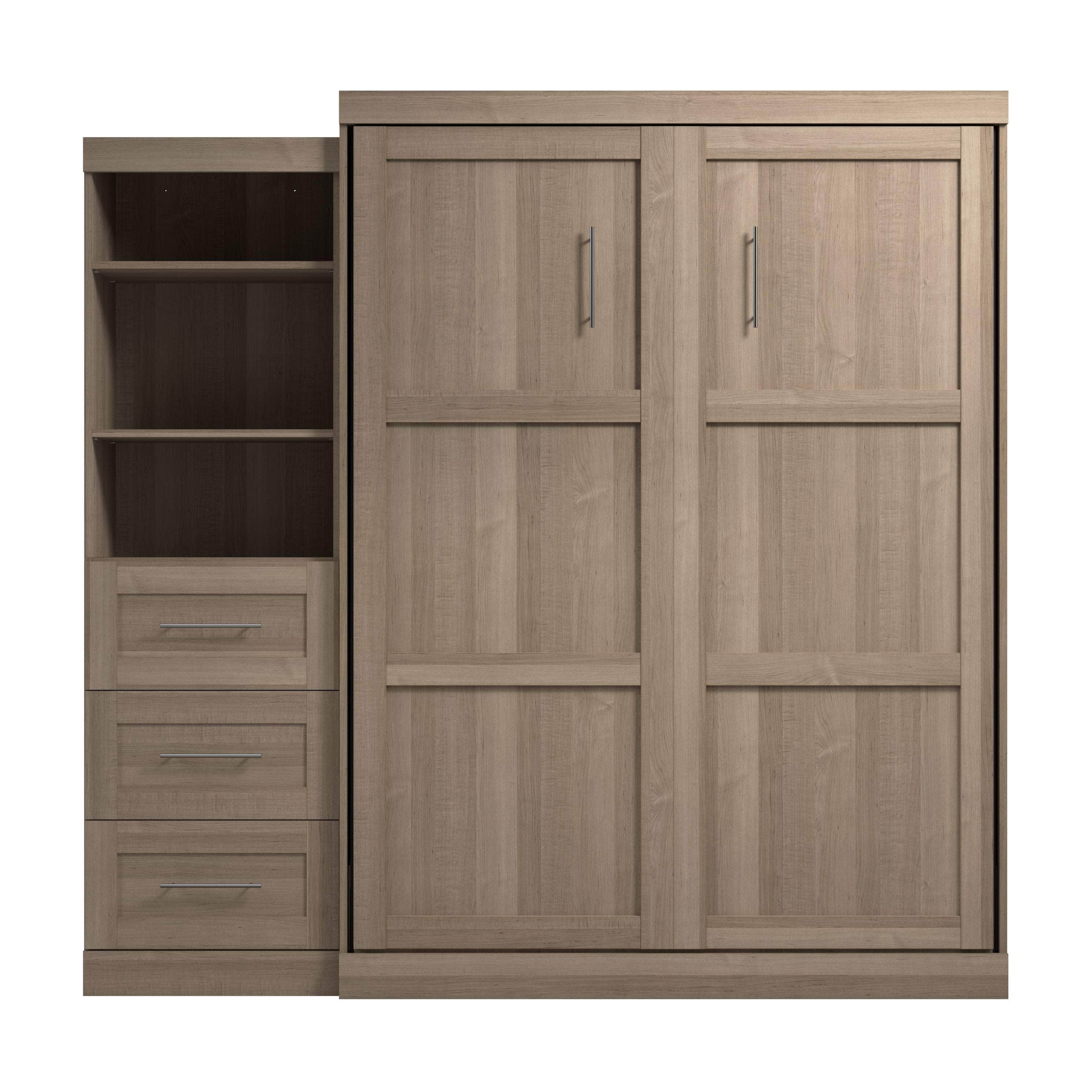 Queen Murphy Wall Bed with Storage Drawers - Space-Saving Foldable Bed for Small Rooms, Apartments & Guest Rooms (90
