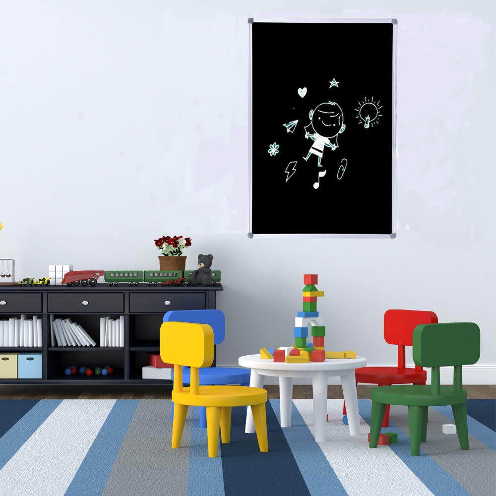 36 x 48 Inch Large Magnetic Chalkboard for Classroom & Home - Hanging Blackboard with Aluminum Frame & Marker Tray - Perfect for Teaching, Learning, Office Notes & Kids Drawing