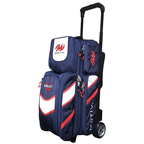 Motiv Vault 3 Ball Roller Liberty Bowling Bag - Premium Bowling Ball Carrier with Wheels for Easy Transport - Perfect for League Play, Tournaments & Practice Sessions
