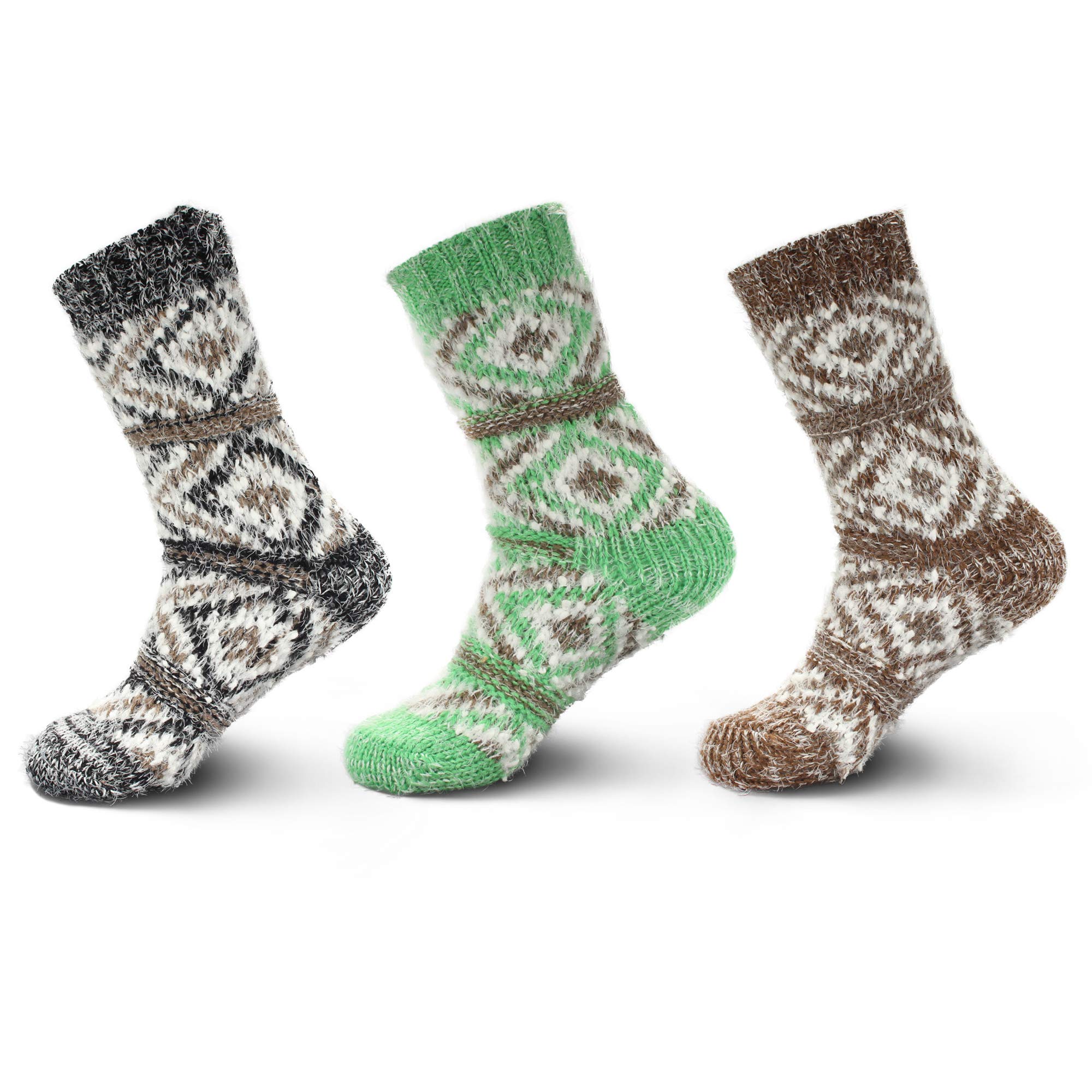 BambooMN Women's Thick Vintage Pattern Cabin Crew Socks - Warm & Comfortable Airplane Socks for Flight Attendants, Travel & Cold Weather
