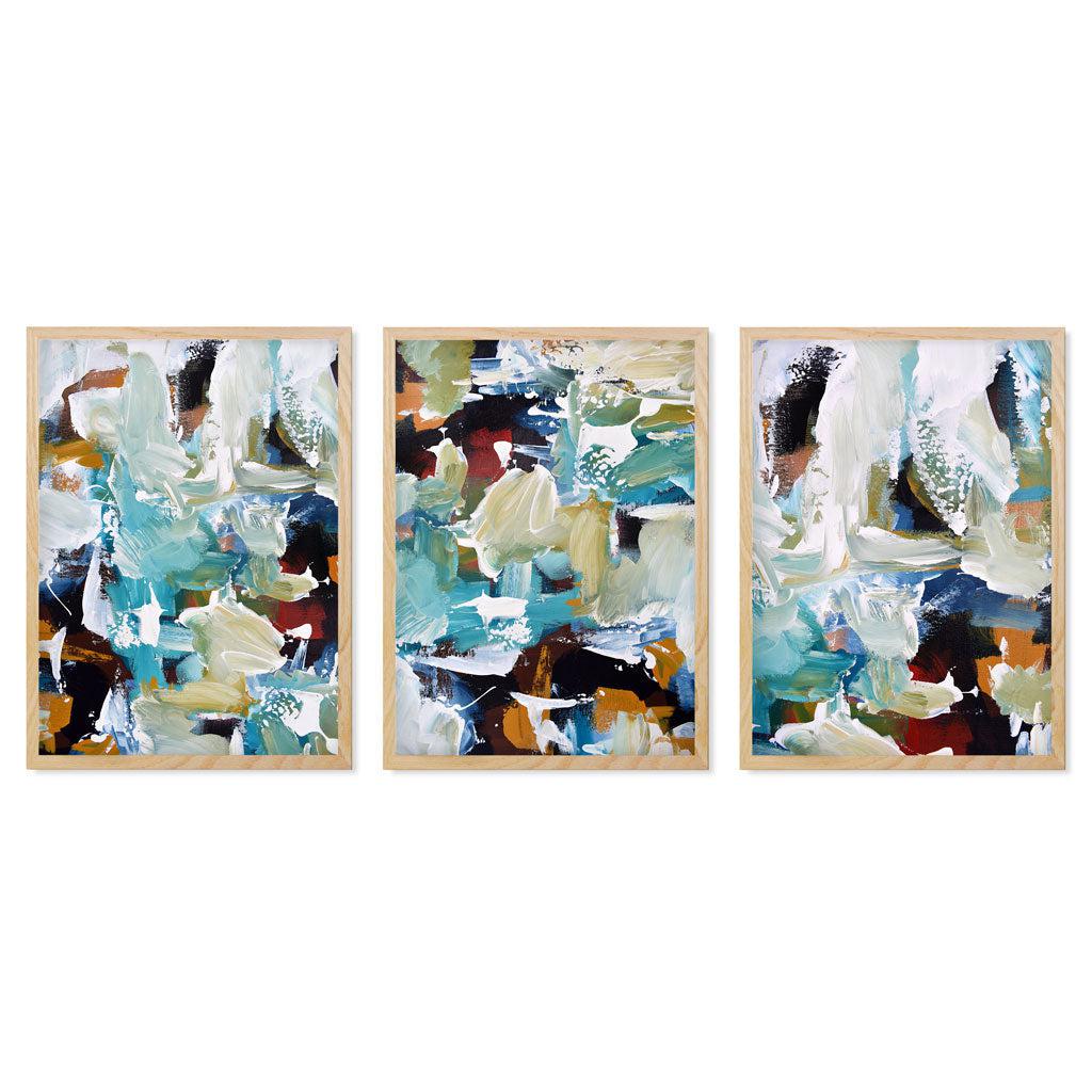 Turquoise Gold Textures Print Set of 3 - Modern Abstract Wall Art for Living Room, Bedroom & Office Decor