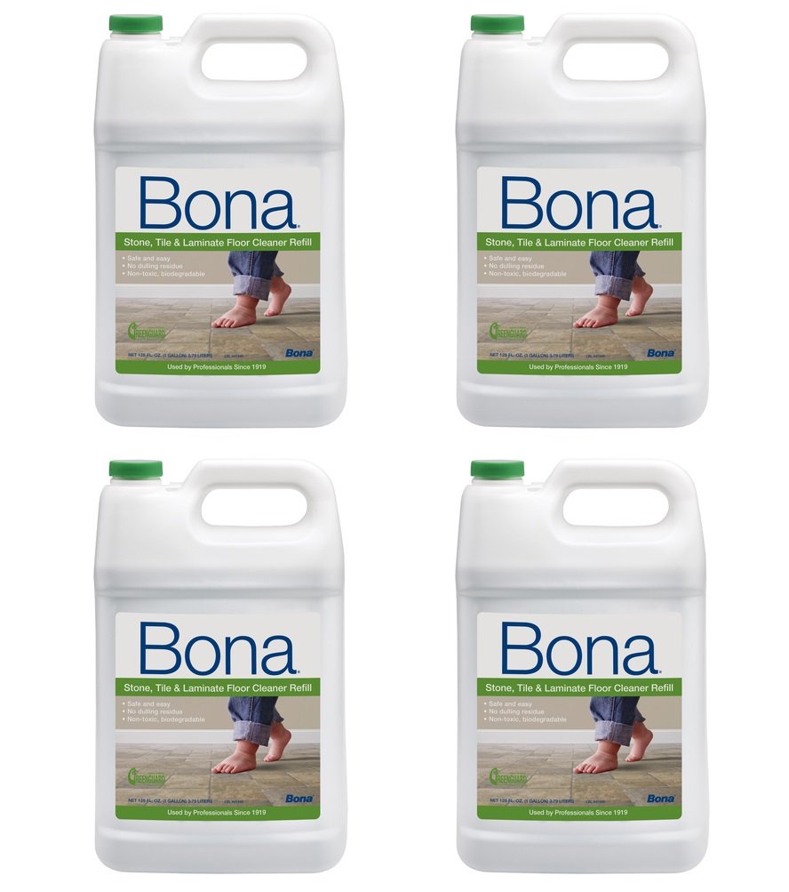 Bona Stone, Tile & Laminate Floor Cleaner - 4 x 1 Gallon Ready-to-Use Solution | Safe for Sealed Hard Surfaces, Perfect for Kitchen, Bathroom & High-Traffic Areas