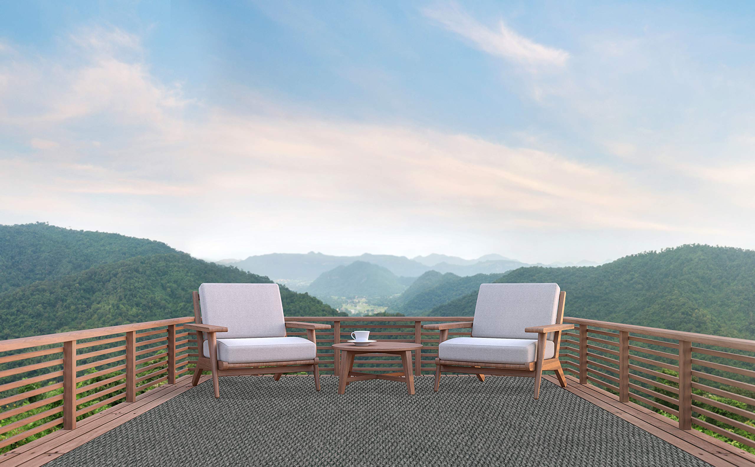 Sky Gray Soft Hobnail Design Indoor/Outdoor Area Rug - Lightweight & Flexible 5' x 8' for Easy Cleaning & Transport - Perfect for Patio, Living Room, Bedroom & Dorm Decor