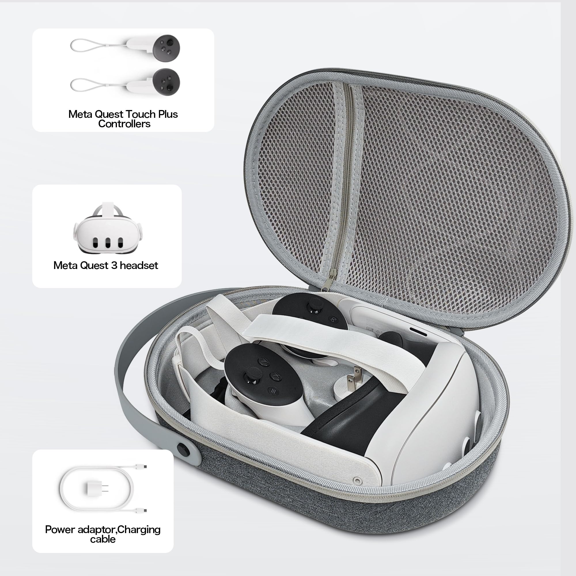 AWINNER Hard Shell Carrying Case for Meta Quest 3 VR Headset - Ultra Slim Travel Protection Cover - Perfect for Gaming, Travel & Storage Accessories