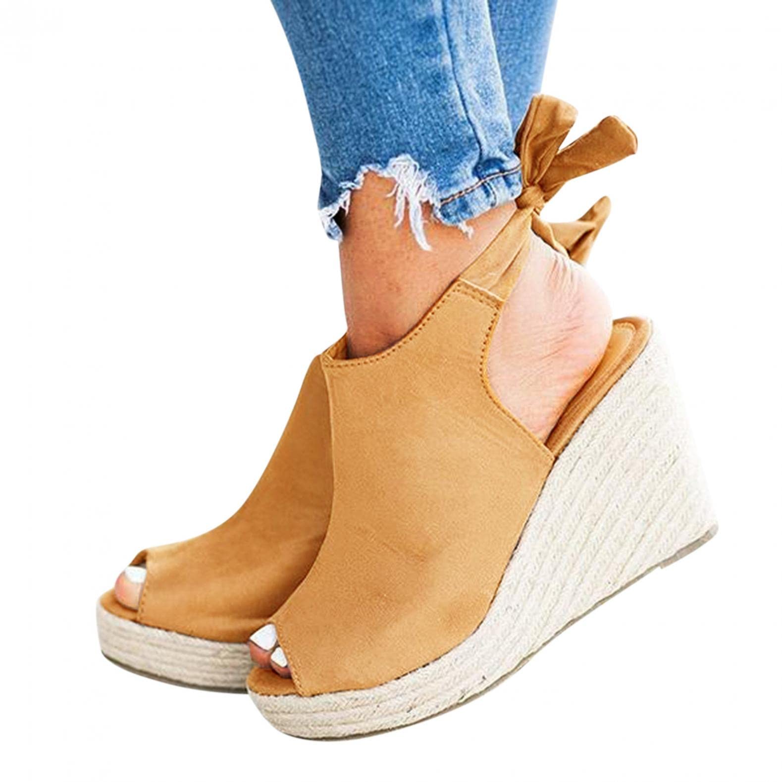 UMIYI Women's Casual Summer Sandals - Hollow Out Ankle Strap Covered Toe Wedge Sandals for Women & Girls | Perfect for Beach, Vacation & Everyday Wear