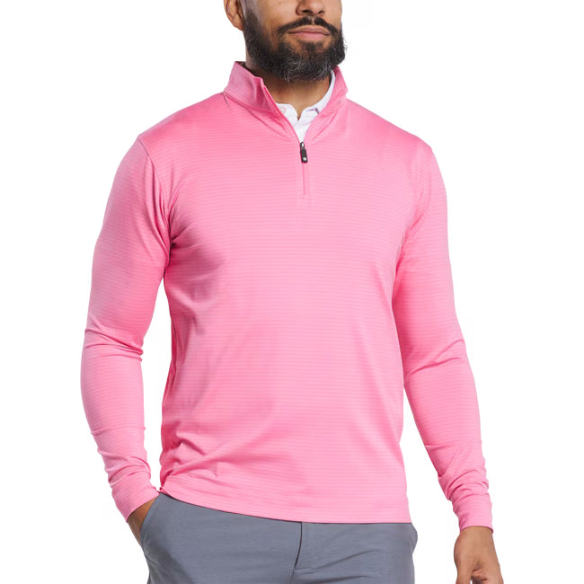Footjoy Men's Shadow Stripe Quarter Zip Mid Layer Pullover - Lightweight Golf Jacket for Men - Perfect for Golfing, Outdoor Sports & Casual Wear