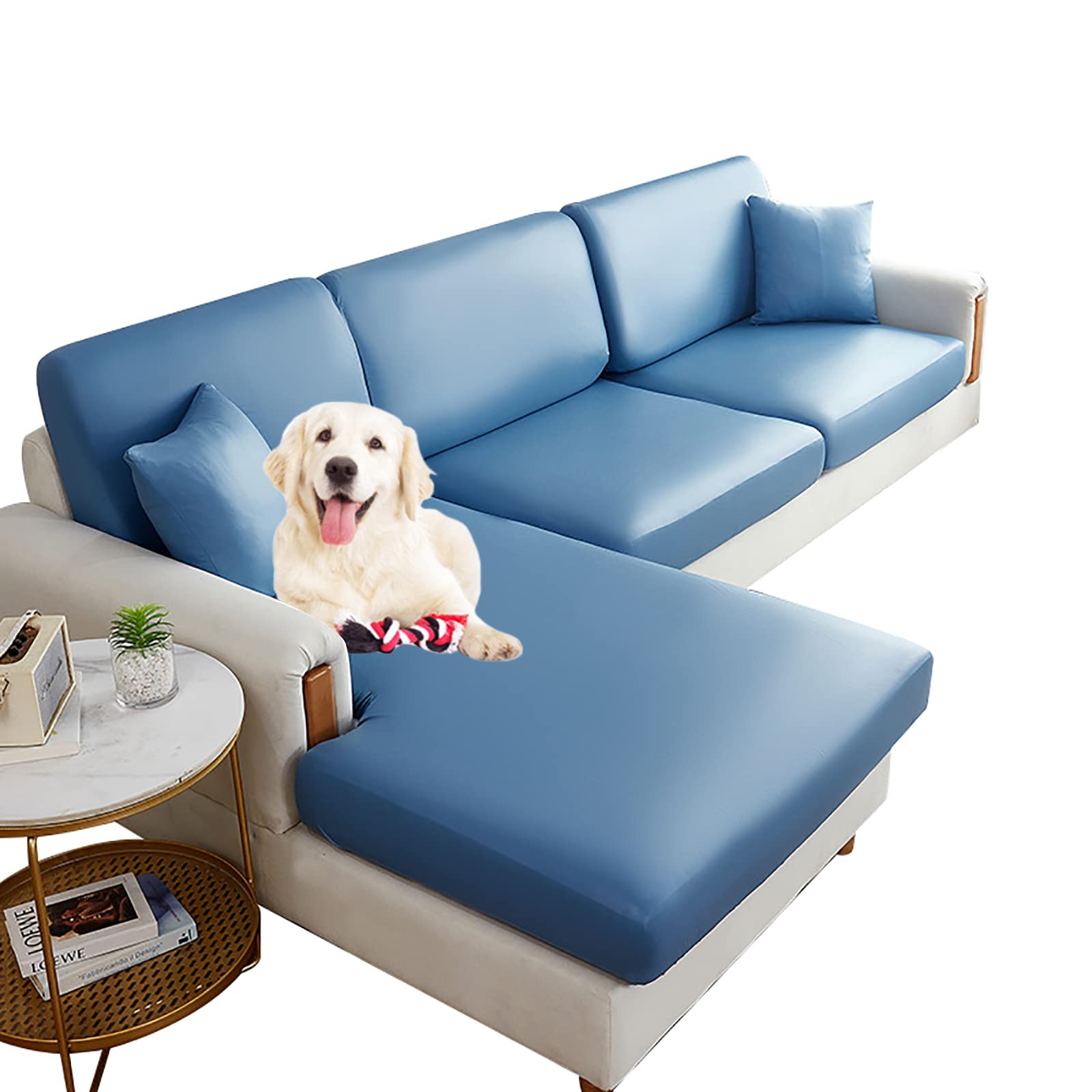 Waterproof Stretchable PU Leather Couch Cover for L-Shaped Sofa - Anti-Slip Furniture Protector for 1-4 Seat Sectional, Chaise Lounge (Size E4) - Perfect for Homes with Kids & Pets, Living Room Decor & Furniture Protection