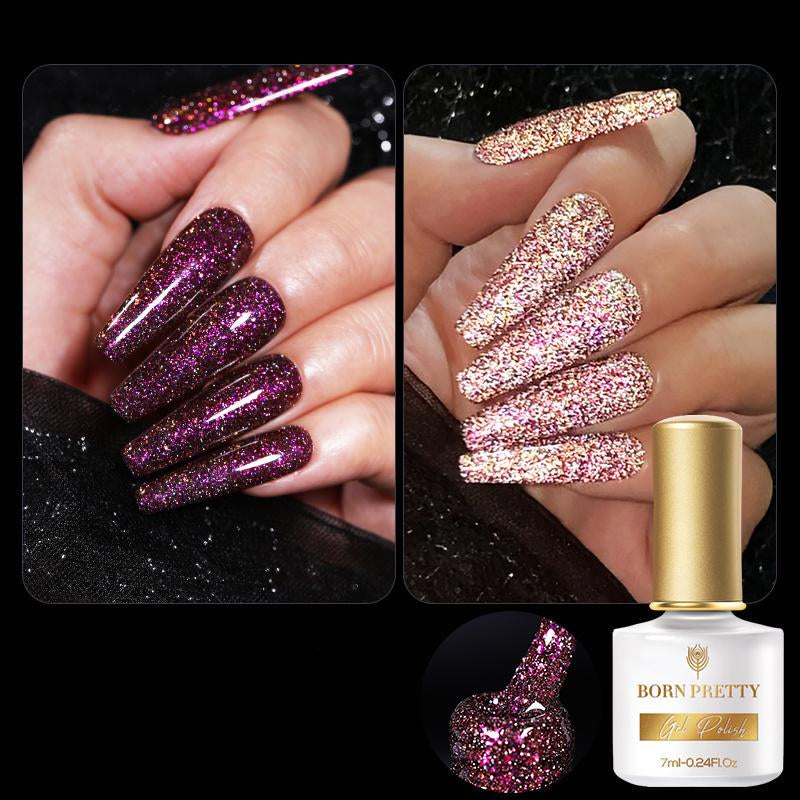 Born Pretty Reflective Glitter Flash Gel Polish - Long-Lasting Shine for Nails, Perfect for Manicures, Pedicures & Special Occasions