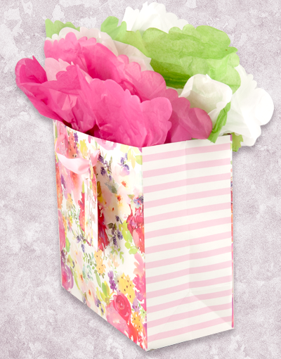 Elegant Floral Gift Bags - Medium Square Size for Birthday, Wedding, Baby Shower & Party Favors | Premium Gift Packaging for Special Occasions