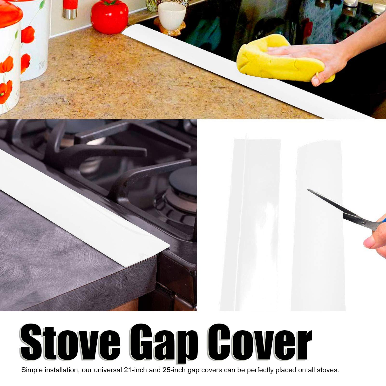 2-Pack Heat-Resistant Stove Cover & Gap Filler - Anti-Oil Sealing Strip for Stove and Countertop Protection | Perfect for Kitchen Safety & Cleaning (Fits Most Stoves)