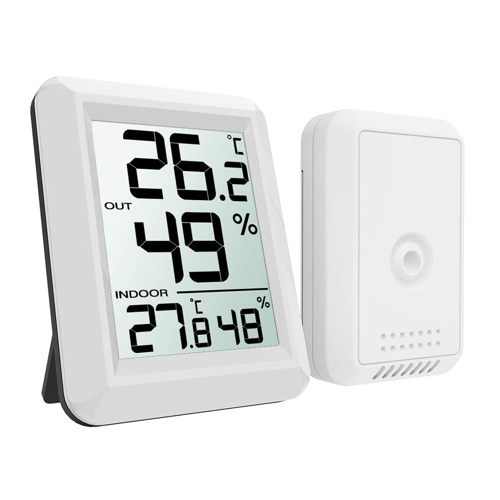 Wireless Digital Indoor Outdoor Thermometer Hygrometer - 328ft Range Weather Station with Remote Sensor, ℃/℉ Switch for Home, Office, Nursery | Monitor Temperature & Humidity for Baby Room, Greenhouse, Garage