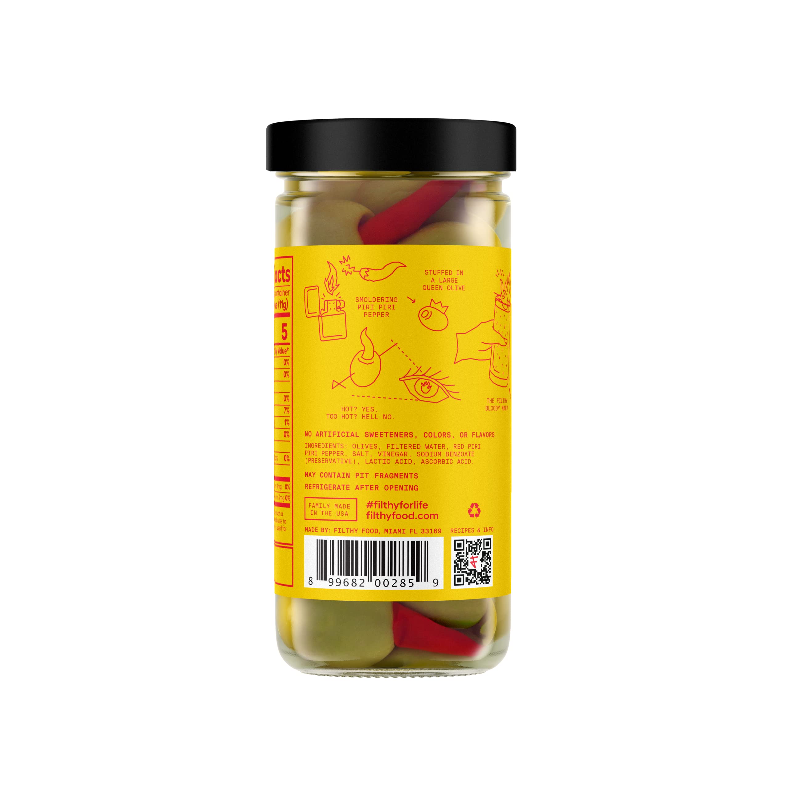 Premium Stuffed Olives for Cocktails - Pepper Filled Gourmet Olives in 8.5 Oz Jar (14 Count) - Perfect for Martinis, Bloody Marys & Charcuterie Boards