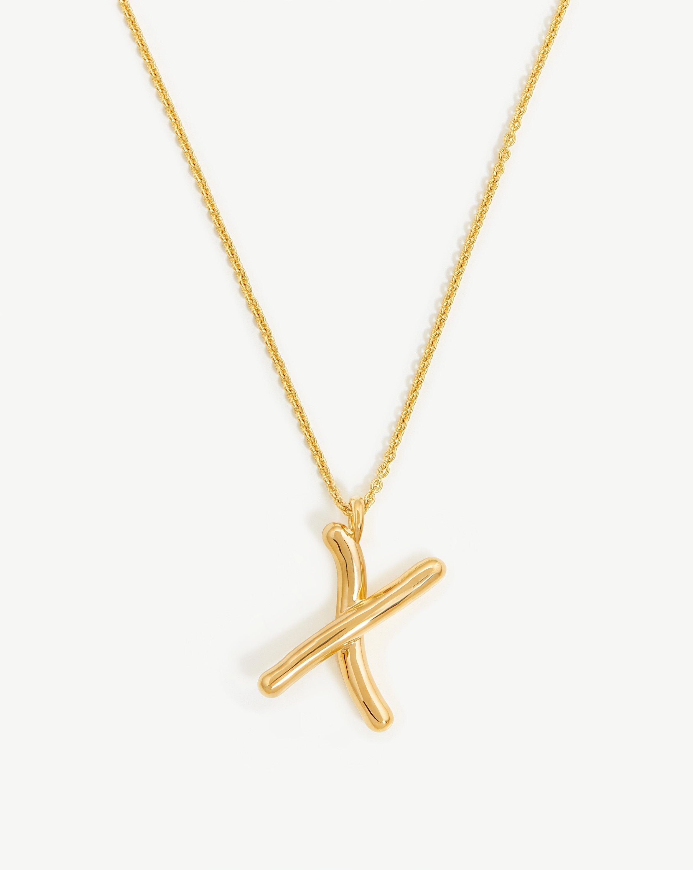 Curly Molten Initial Pendant Necklace - Personalized Initial X in 18k Gold Vermeil | Elegant Jewelry Gift for Women, Perfect for Birthdays, Anniversaries & Special Occasions