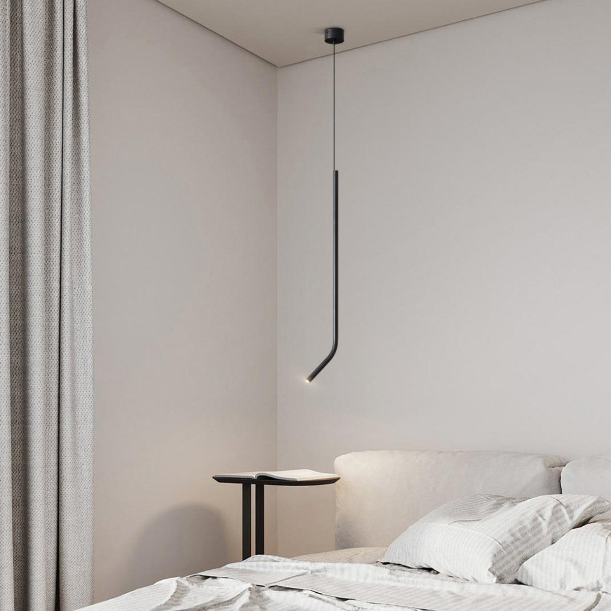 Modern Bending Line Pendant Lamp - Adjustable LED Hanging Light for Kitchen Island, Dining Room & Bedroom Decor - Industrial Style Ceiling Fixture with Dimmable Warm White Light