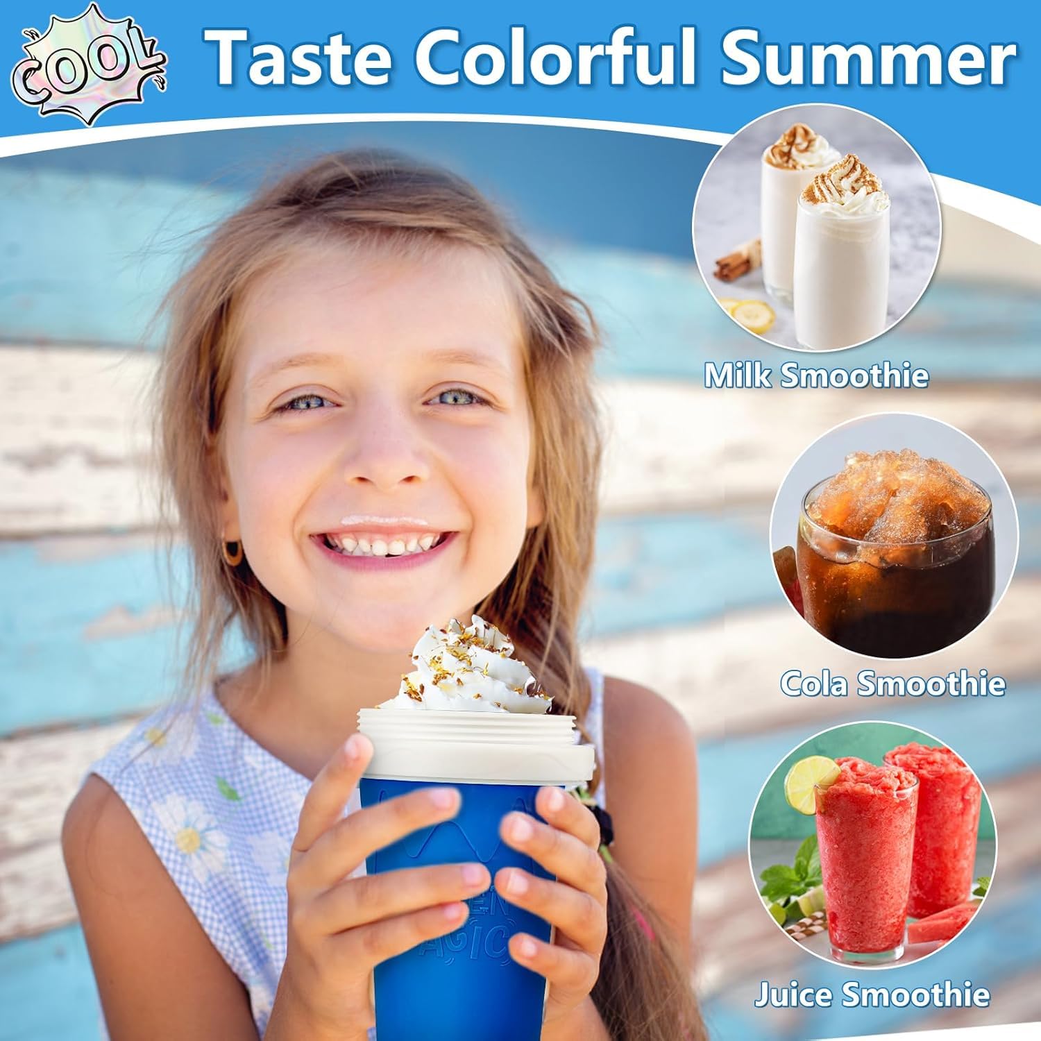 2 Pack Magic Slushie Cup - Instant Frozen Slushy Maker, Double-Layer Reusable Drink Cup for Homemade Slushies, Smoothies & Summer Beverages - Perfect for Parties, BBQs & Outdoor Activities