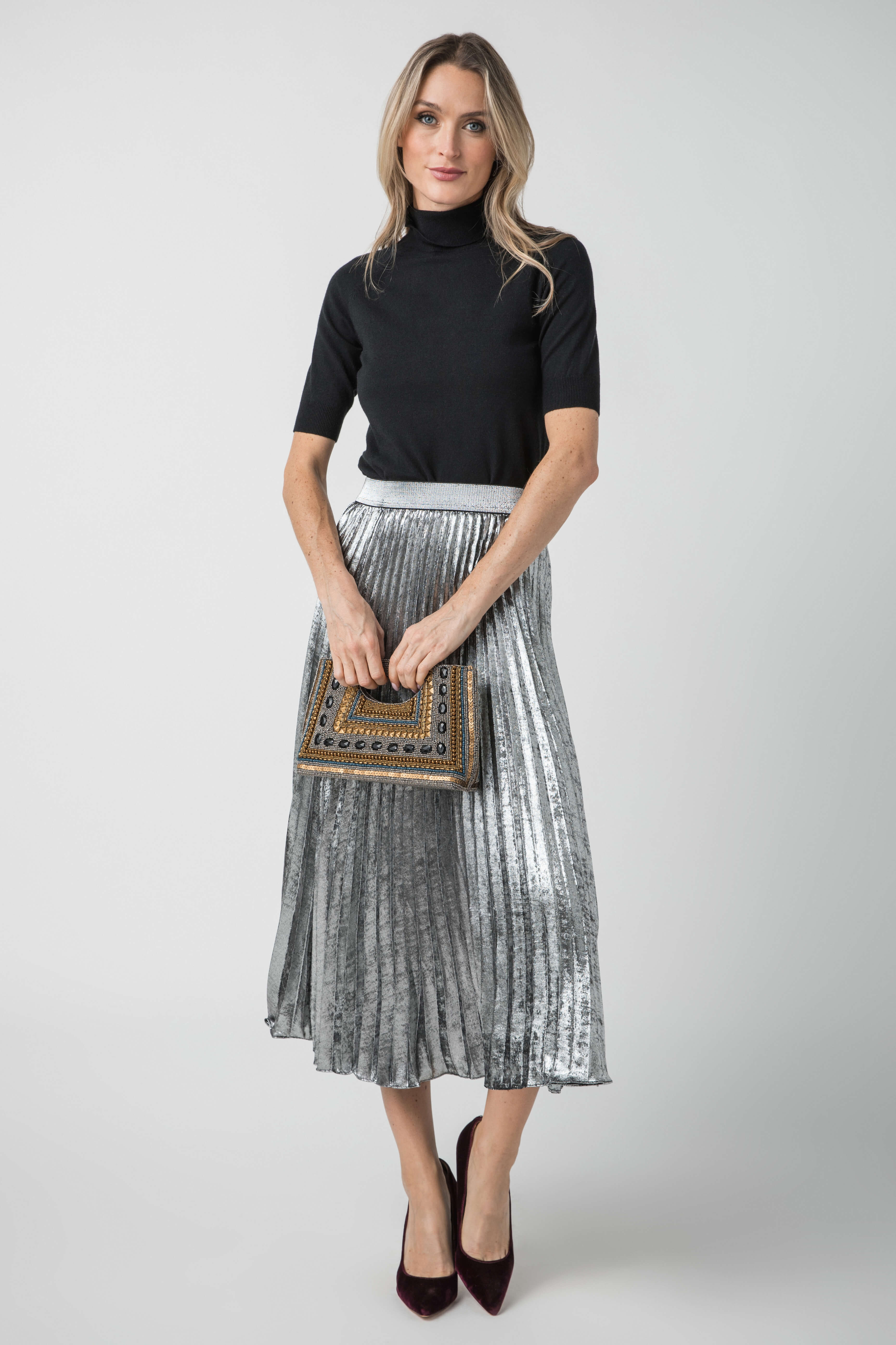 Lucy Paris Adeline Pleated Skirt for Women - High Waist Flowy Midi Skirt with Pockets | Perfect for Office, Date Night & Spring Outfits