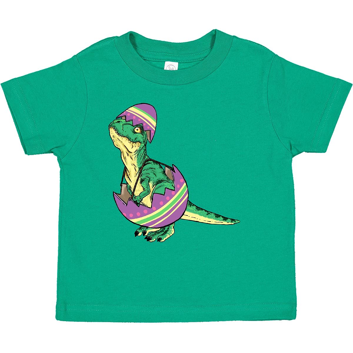 Inktastic Easter Baby T-Rex in Easter Egg Dinosaur Toddler T-Shirt - Cute Dino Graphic Tee for Boys & Girls - Fun Easter Outfit for Kids Party & Holiday Photos