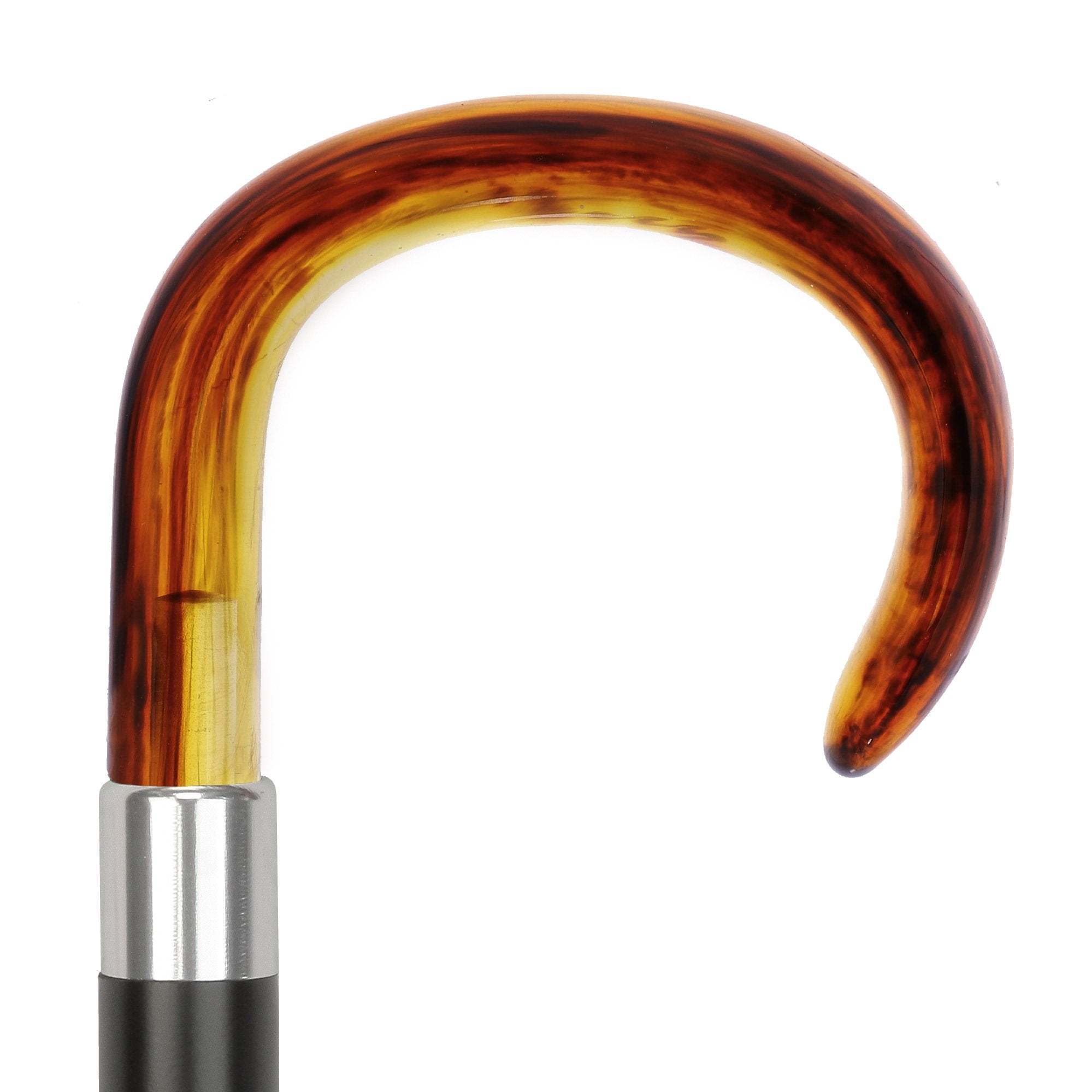 Premium Smooth Tourist Walking Cane with Tortoise Italian Handle - Adjustable Custom Shaft & Collar for Seniors, Travel & Outdoor Support