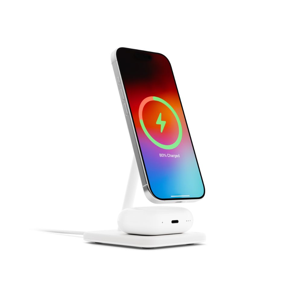 Twelve South HiRise 2 Deluxe 2-in-1 Qi2 Wireless Charger Stand for iPhone & AirPods - Fast Charging, Nightstand & Office Desk Accessory