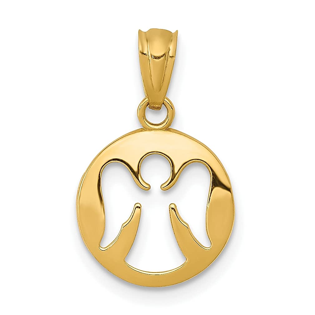 14K Yellow Gold Angel Pendant Necklace - Religious Jewelry for Women, Elegant Cut-Out Charm, Perfect Gift for Her - Ideal for Church, Weddings & Special Occasions
