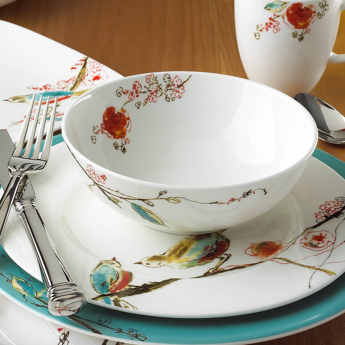 Chirp 4-Piece Dinnerware Set - Elegant Plates, Bowls & Mugs for Everyday Dining, Entertaining & Gifts | Durable Ceramic Tableware for Home, Restaurant & Special Occasions