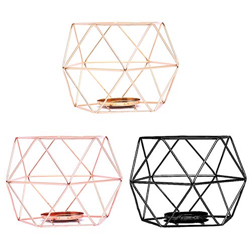 6-Piece Geometric Metal Candle Holder Set - Polished Tealight Candlesticks for Table Centerpieces, Wedding Decor, Party & Event Decoration - Perfect for Dining Tables, Mantels, and Home Interior Design