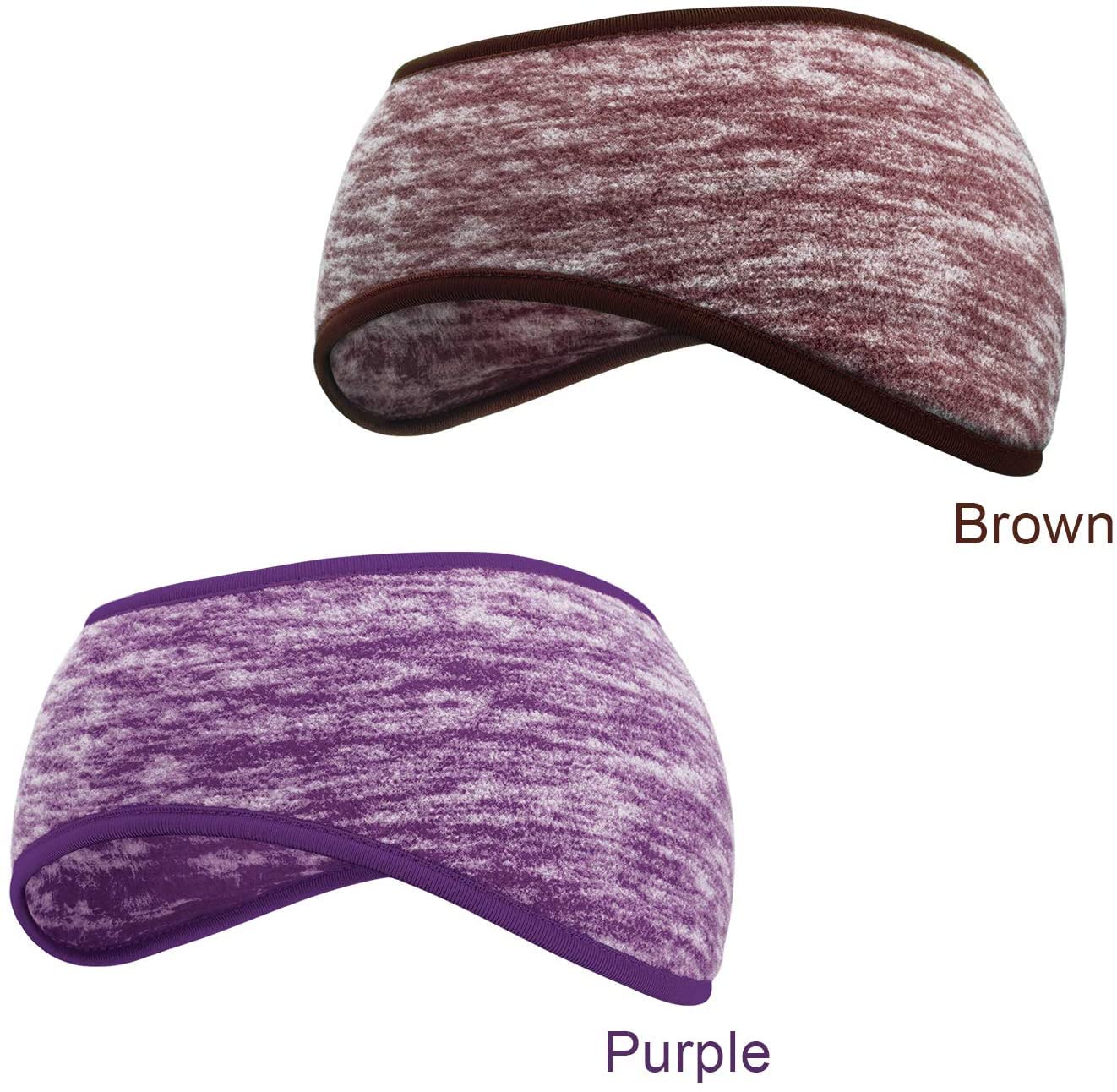 SAVITA 2 Pack Thermal Ear Warmers Headband - Stretchy Winter Earmuffs for Men & Women - Moisture Wicking Ski Headband, Workout Headbands for Running, Cycling & Cold Weather Activities