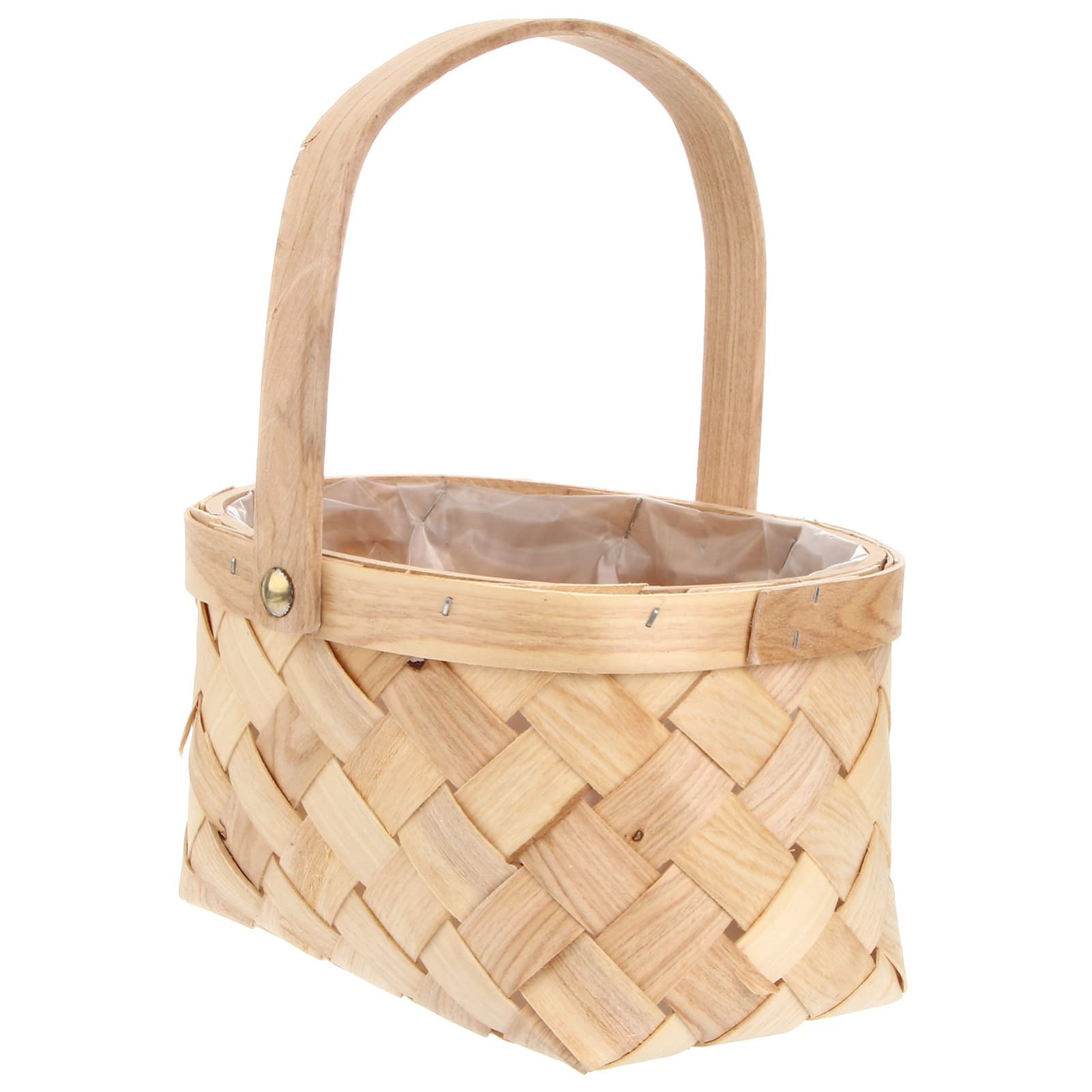 Handmade Woven Picnic Basket with Wooden Handle - Portable Storage Basket for Fruits, Bread & Food - Perfect for Home, Outdoor, Camping & Beach Parties