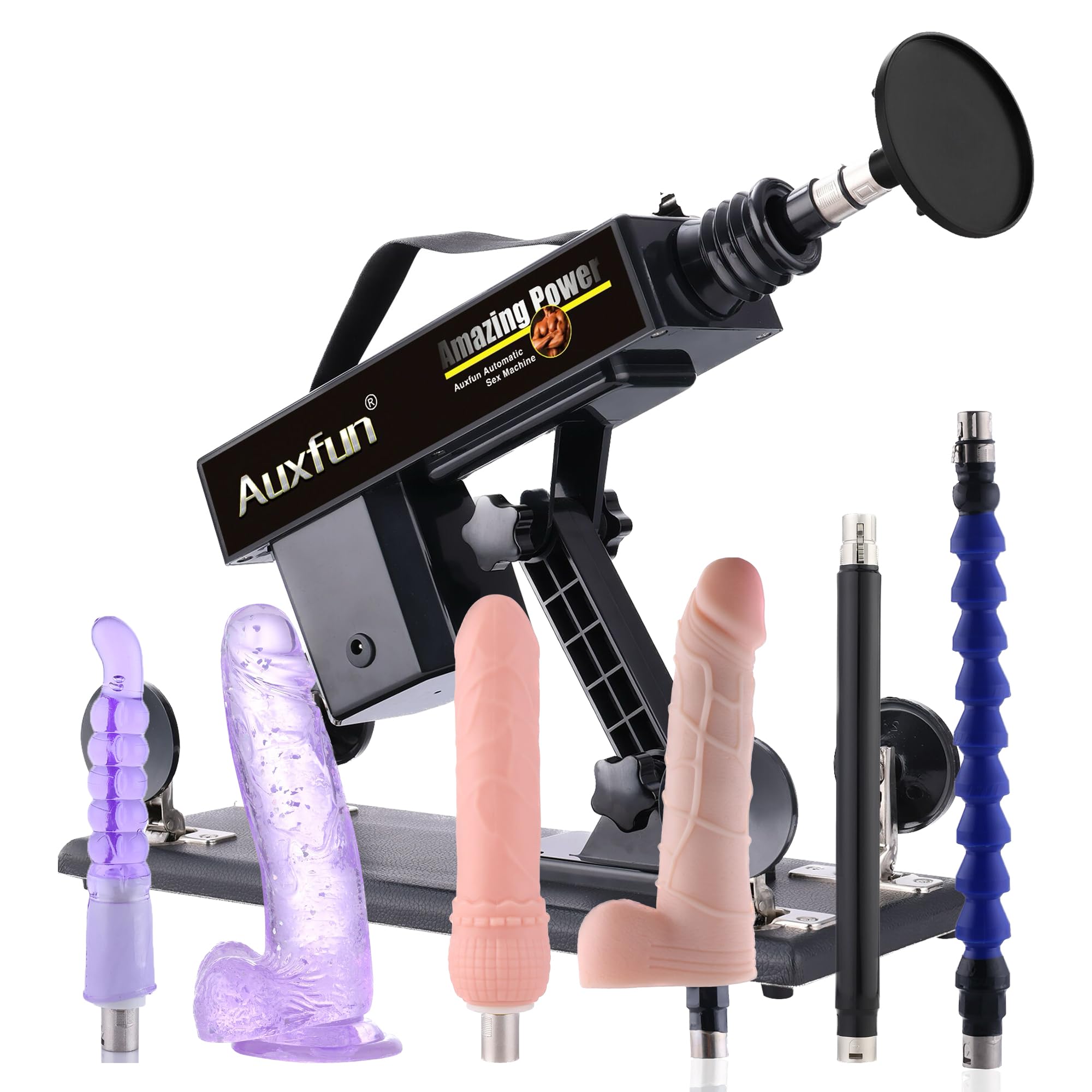 AUXFUN Thrusting Sex Machine with 7 Attachments & Suction Cup - Powerful Dildo Fuck Machine for Women & Couples - Includes 3 XLR Connectors - Perfect for Solo Play, Couples Bonding & BDSM Exploration