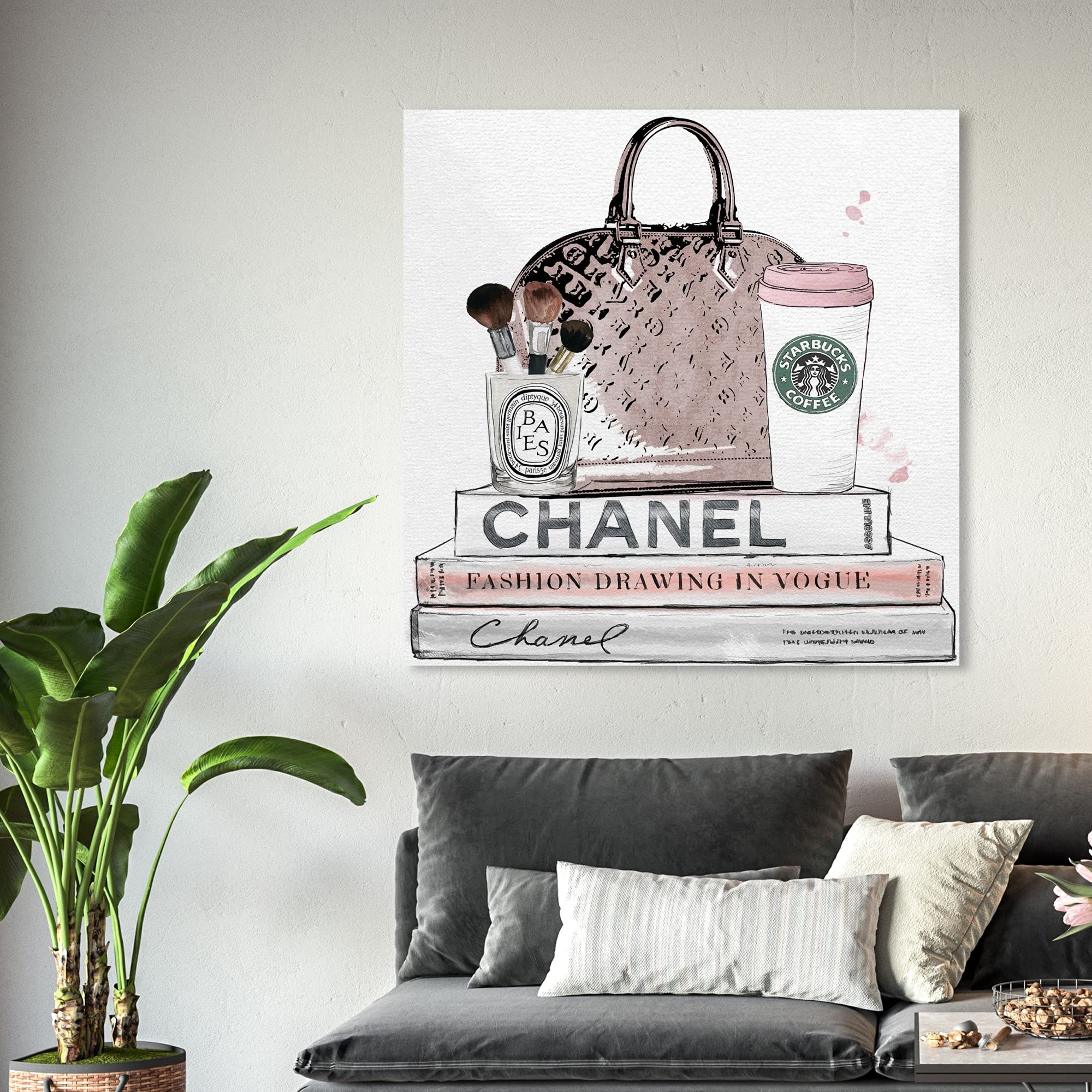 Blush & Makeup Brush Wall Art Canvas Print by Oliver Gal Artist Co. – Fashion & Glam Decor for Bedroom, Living Room & Salon