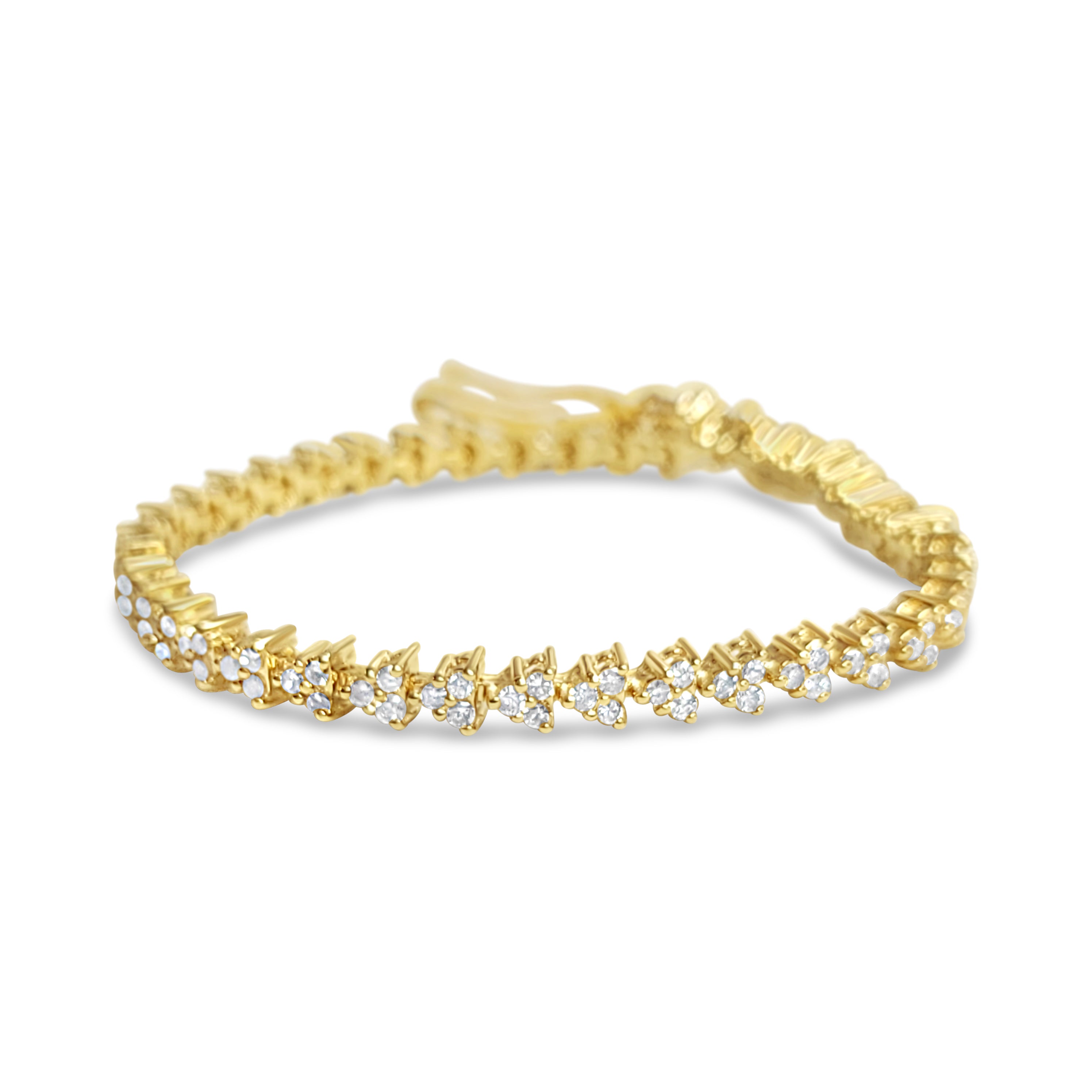 3.90cttw Triangle Diamond Tennis Bracelet in 14k Yellow Gold - Elegant Jewelry for Women, Perfect for Weddings, Anniversaries & Special Occasions