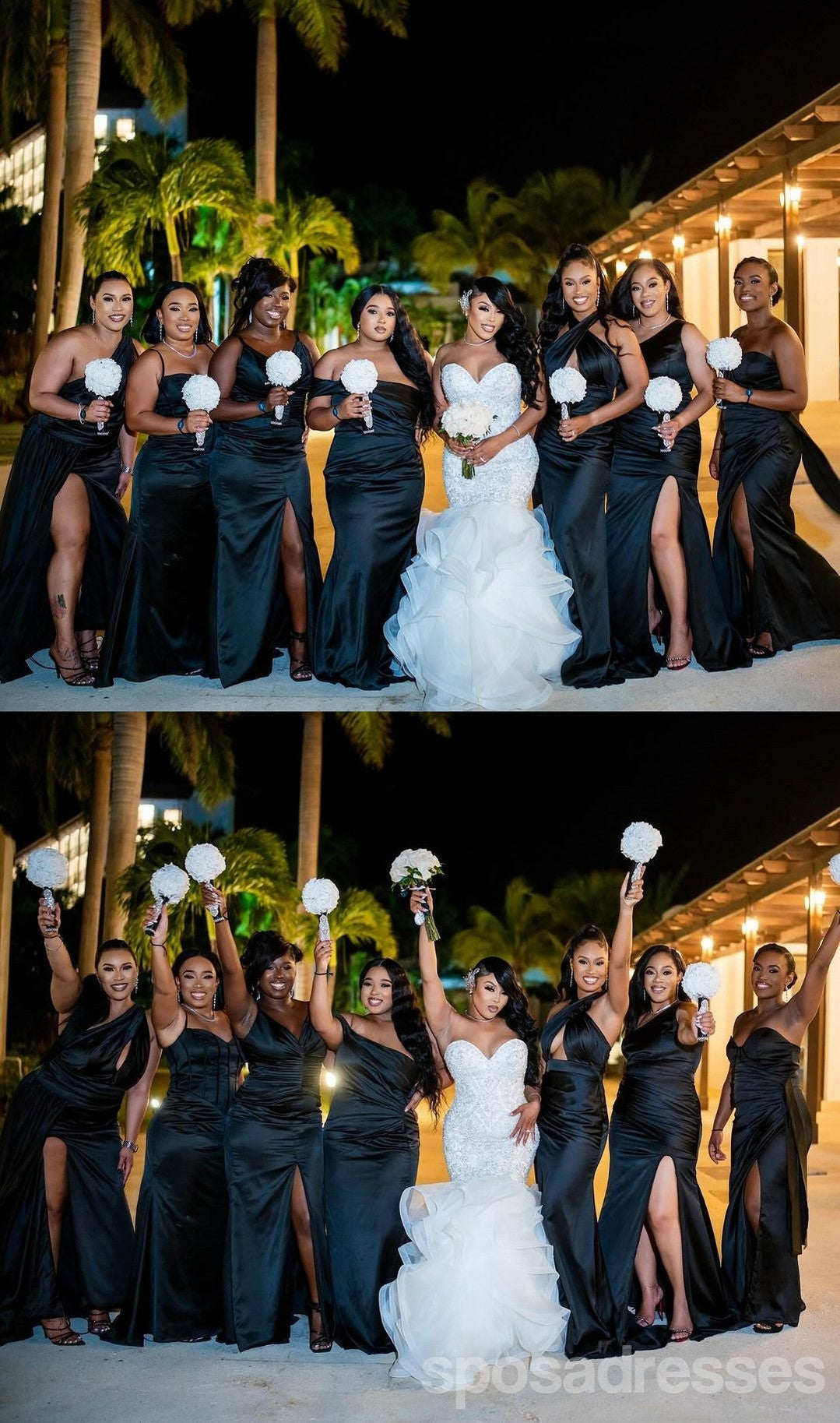 Elegant Black Mermaid Maxi Bridesmaid Dresses for Weddings - WG1789 | Formal Evening Gowns for Prom, Homecoming & Special Occasions