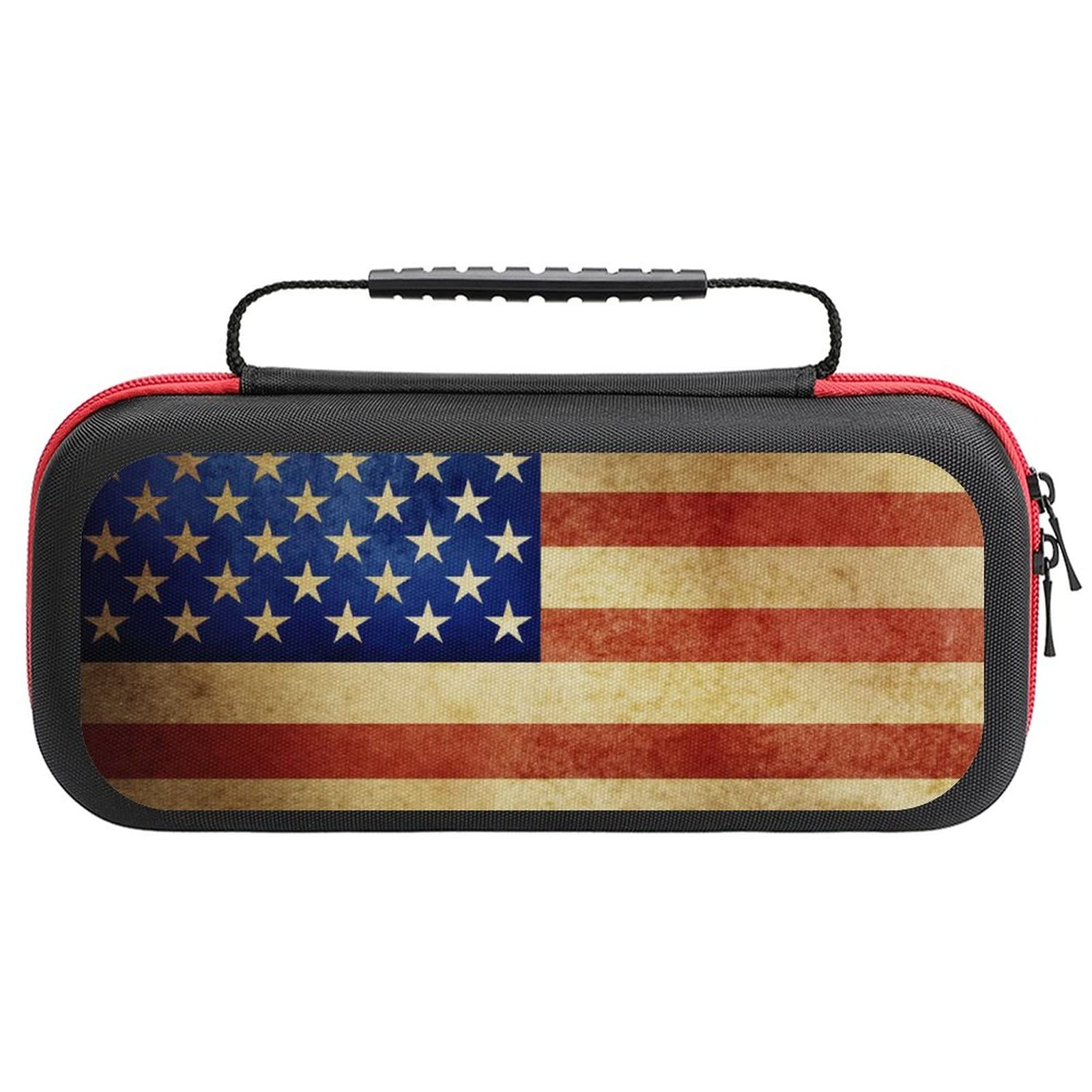 FunnyStar USA Vintage Distressed Flag Design Nintendo Switch Carrying Case - Protective Storage Pouch & Handbag for Travel, Commuting & Gaming On The Go