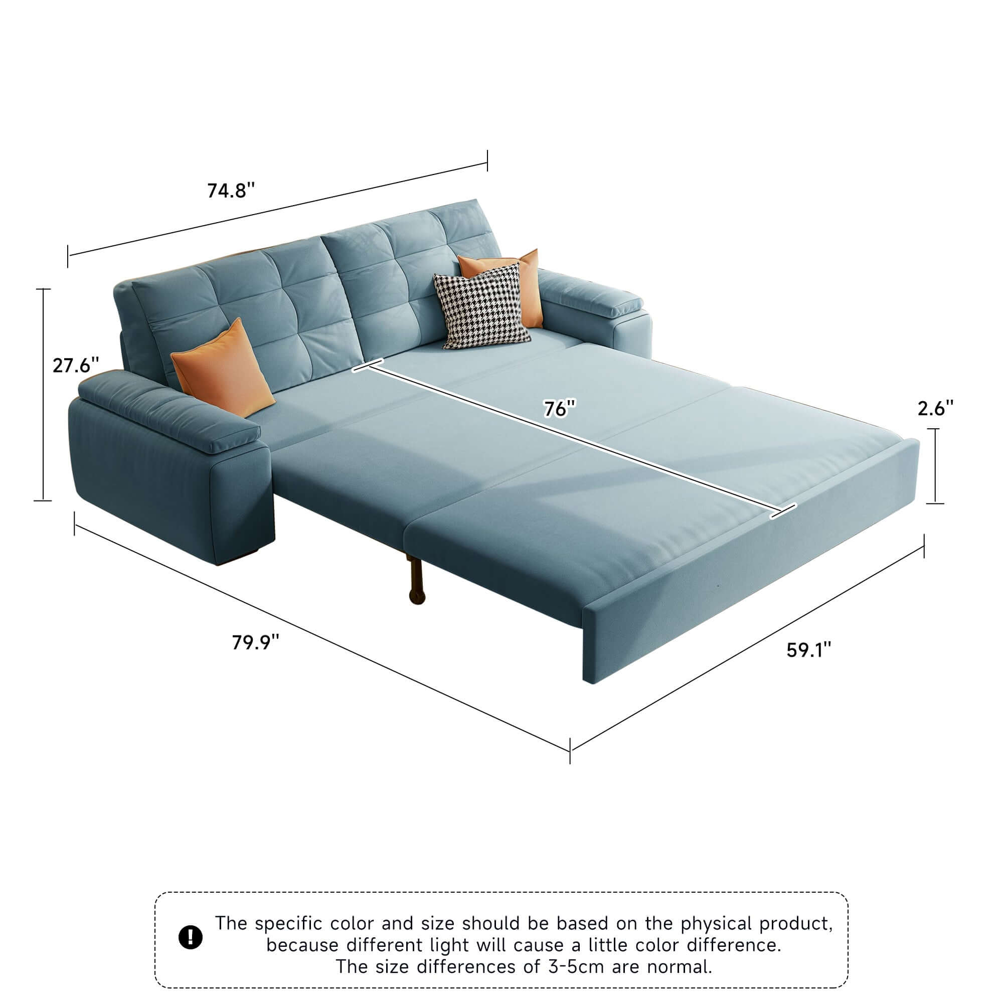 Modern Convertible Sleeper Sofa Bed with Storage Pull Out - Space-Saving Multi-Functional Furniture for Small Apartments, Guest Rooms & Home Offices | Perfect for Overnight Guests, Lounging & Compact Living