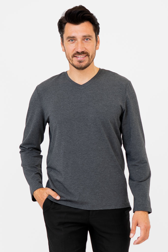 Adam Men's Long Sleeve Shirt - Soft Bamboo Fabric in Graphite Gray - Perfect for Casual Wear, Office & Outdoor Activities