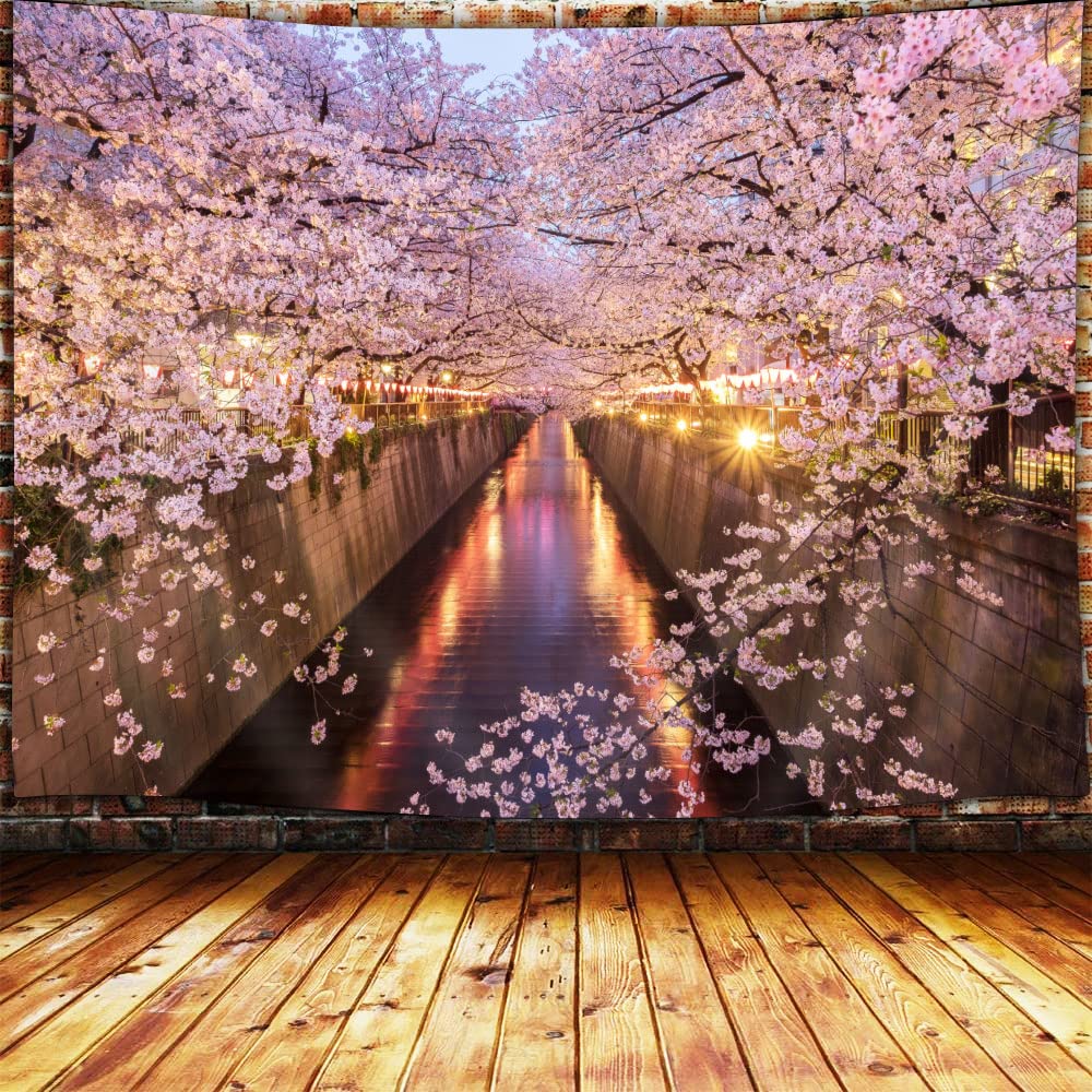 DYNH Japanese Cherry Blossom Tapestry Wall Hanging - 71x60 Inch Floral Decor for Bedroom, Living Room, Dorm - Perfect for Boho Home Decor & Spring Aesthetic