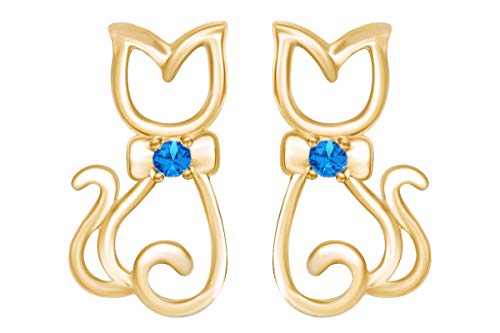 Yellow Gold Over : Simulated Blue Topaz