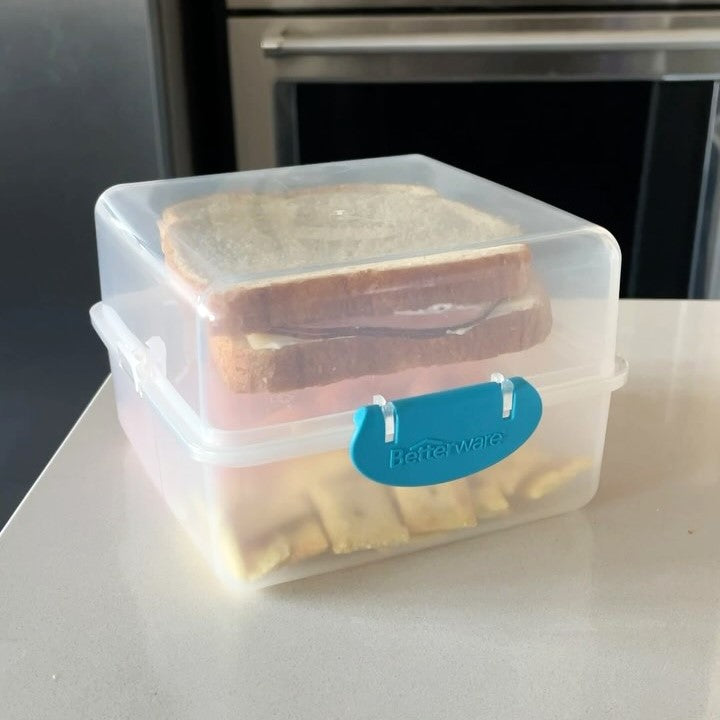 Dual Compartment Sandwich Container - BPA-Free Reusable Food Storage Box for Lunch, Picnics & Meal Prep | Leak-Proof & Microwave Safe