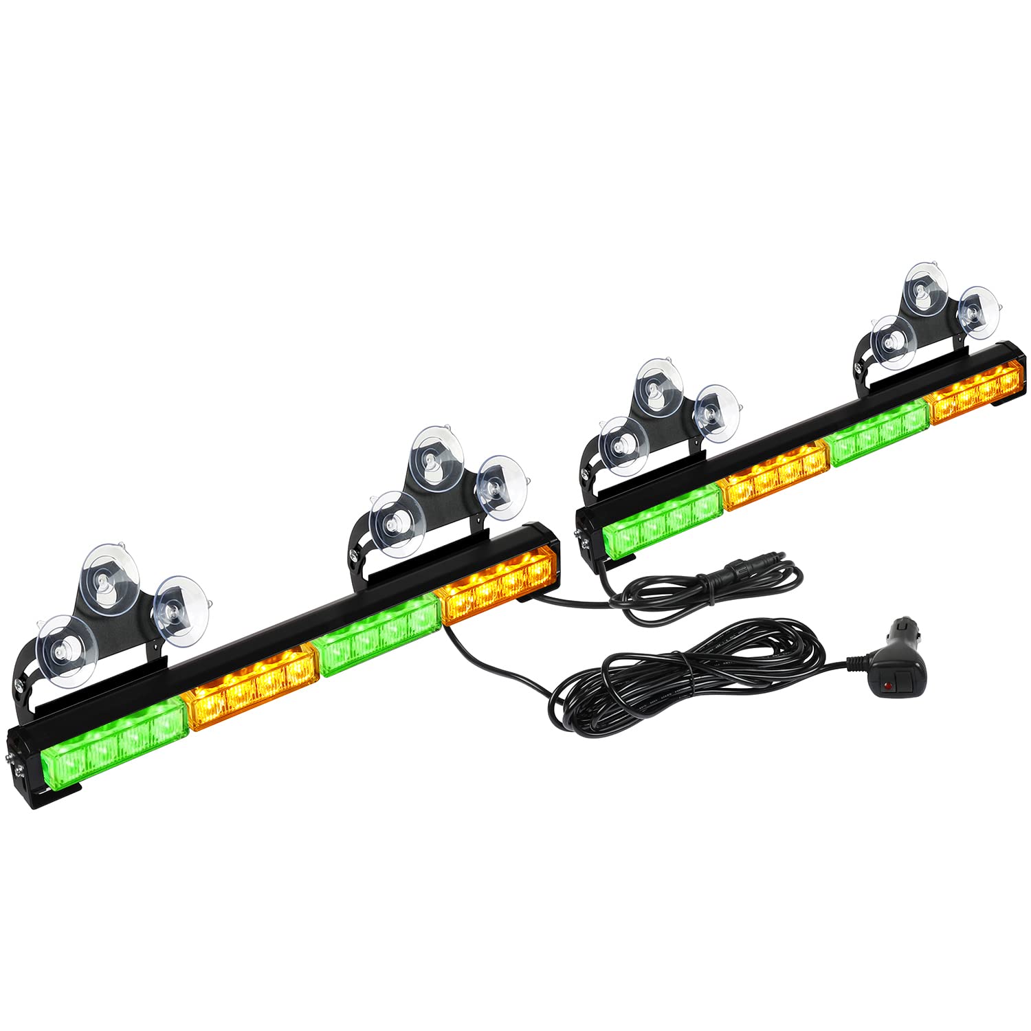 ASPL 2x16.8 Inch Emergency LED Strobe Light Bar - 32 Super Bright LEDs, 26 Flash Patterns, Amber/Green Warning Lights for Trucks, Police Vehicles & Road Safety | Interior/Exterior Use for Traffic Control & Emergency Signaling