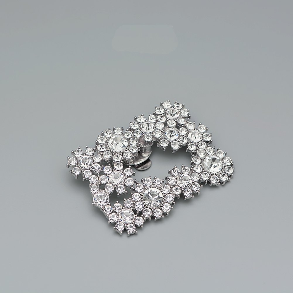Ruihfas 2Pcs Rhinestone Crystal Flower Shoe Clips - Elegant Square Dress Hat Accessories for Women | Perfect for Weddings, Parties & Special Occasions