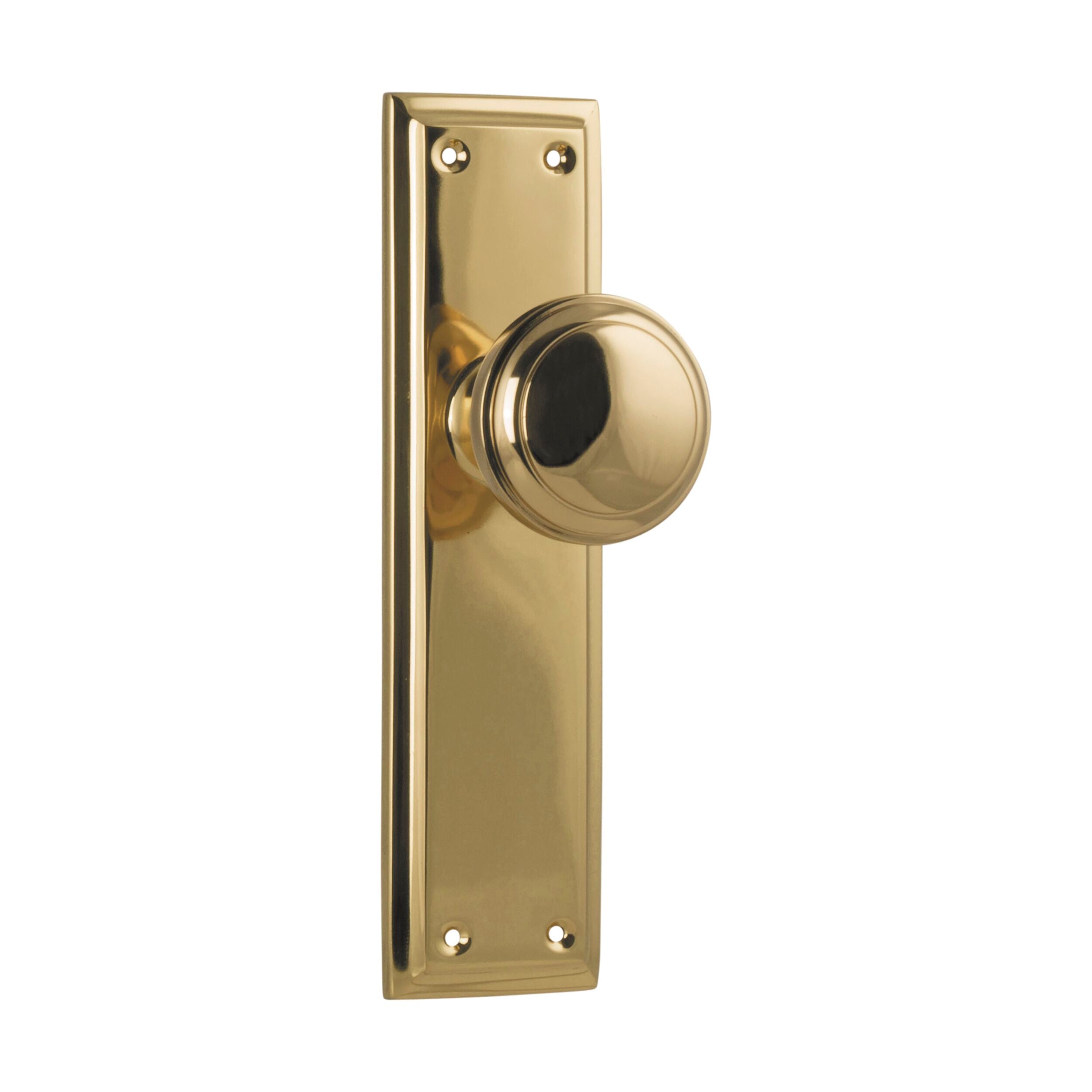 Milton Polished Brass Door Knob with Latch - H200xW50xP73mm - Classic Hardware for Interior Doors, Bedrooms & Bathrooms