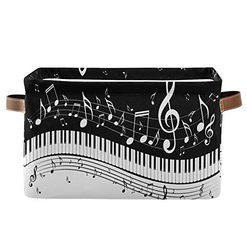 SEULIFE Abstract Piano Music Note Foldable Storage Basket - Large Collapsible Organizer Bin for Toys, Bathroom, Nursery & Closet - 2 Pack with Handles | Perfect for Kids' Room Organization & Home Decor