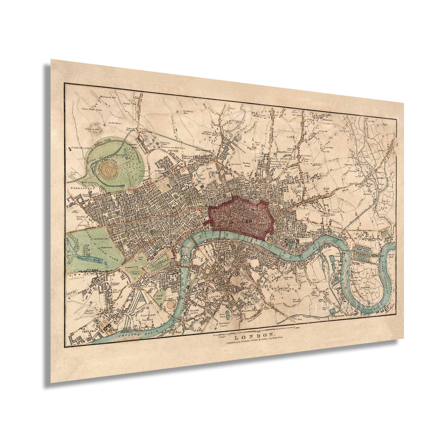 Vintage 1815 England Map - 24x36 Inch Historical Wall Art - Old London Map Decor for Home & Office - Perfect for History Buffs, Classroom Decor, and British Heritage Enthusiasts