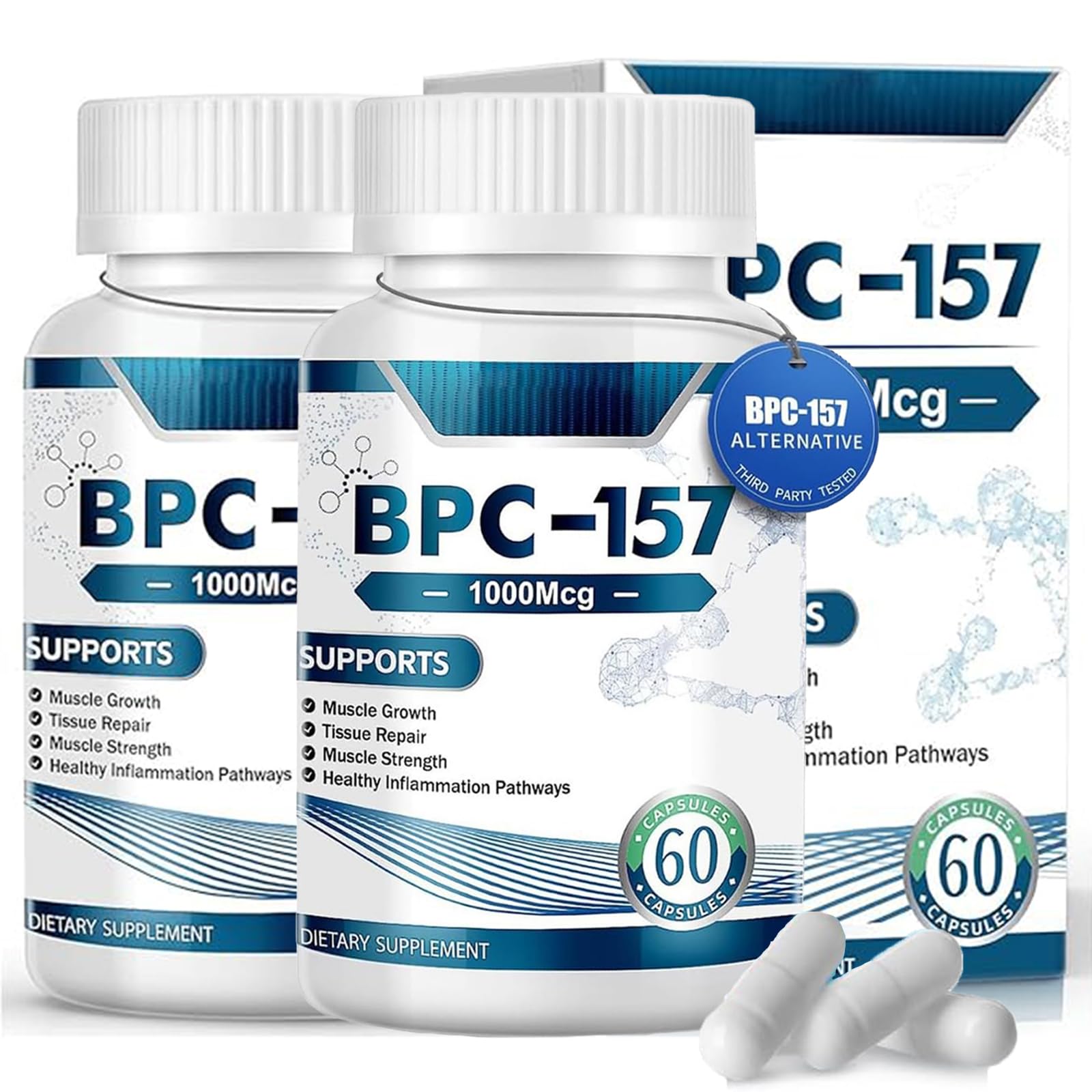 New Upgraded Peptide Capsules 1000mcg - 60 Count | Gluten-Free Supplement for Muscle Recovery & Anti-Aging | Protective Compound Formula for Fitness Enthusiasts & Wellness Seekers | Perfect for Post-Workout Recovery & Daily Health Maintenance