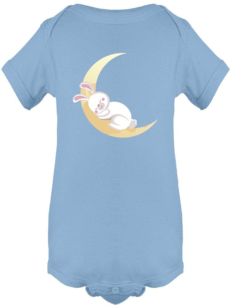 Adorable Rabbit Sleeping in Crescent Moon Baby Bodysuit - Soft & Comfortable Newborn Outfit for Boys & Girls - Perfect for Nursery, Photoshoots & Gifts