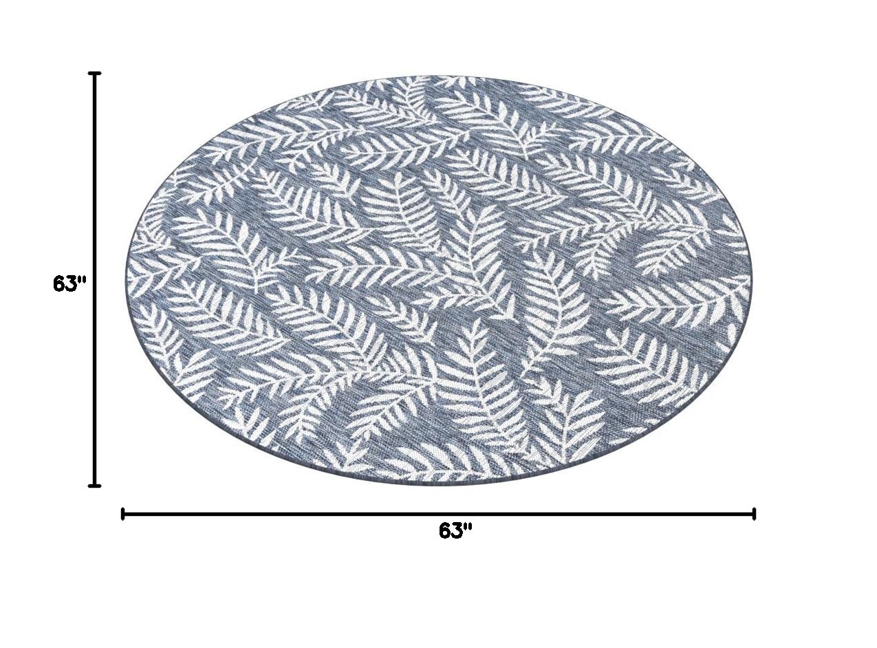 JONATHAN Y SMB119B-5R Coastal Floral Indoor Outdoor Area Rug - 5' Round Non-Shedding Easy-Clean Navy/Ivory - Perfect for Bedroom, Kitchen, Backyard & Patio Decor