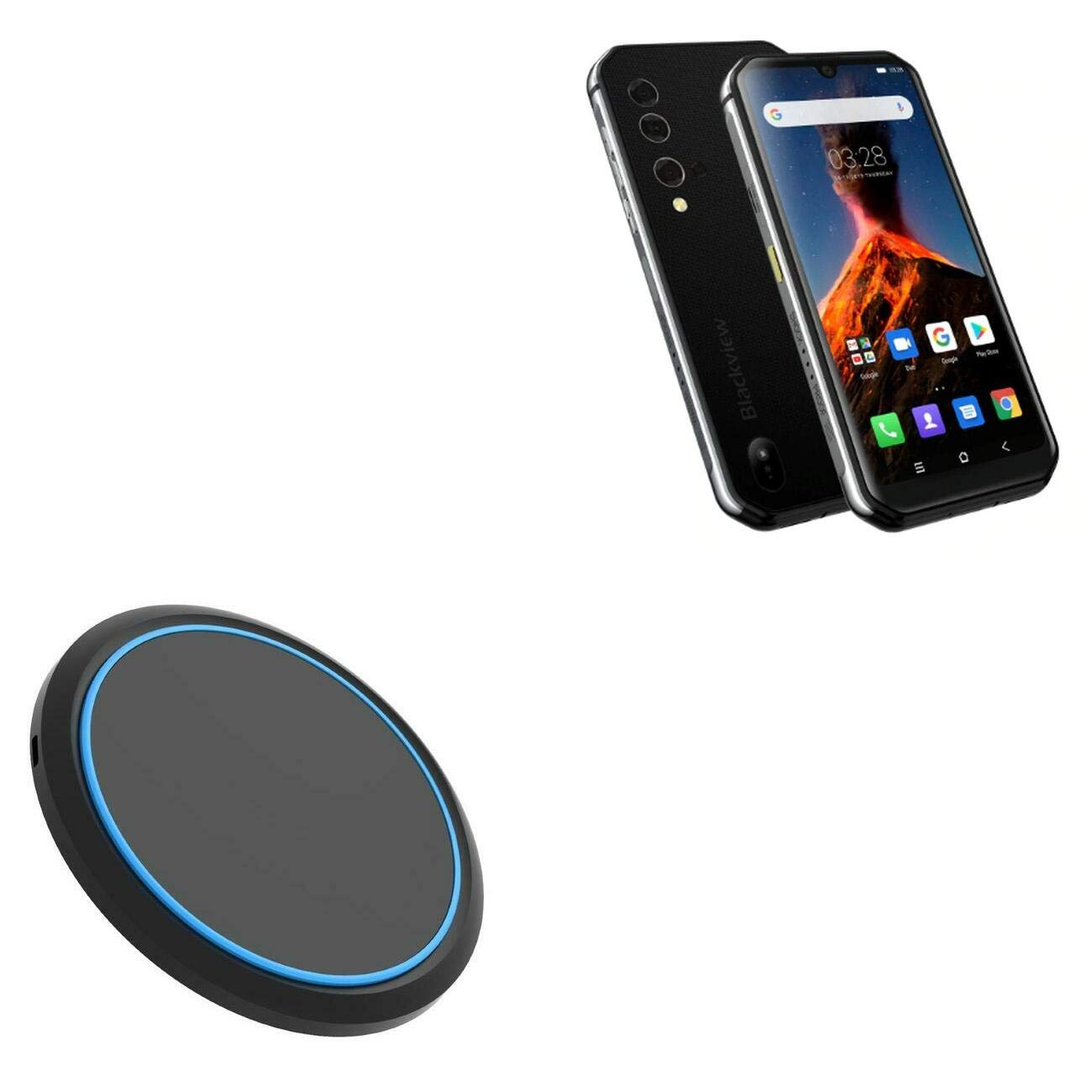 BoxWave 15W Qi Wireless Charger Compatible with Blackview BV9900 Pro - Fast Circular Desktop Charging Pad with QC3.0 Support | Perfect for Home, Office & Travel Use
